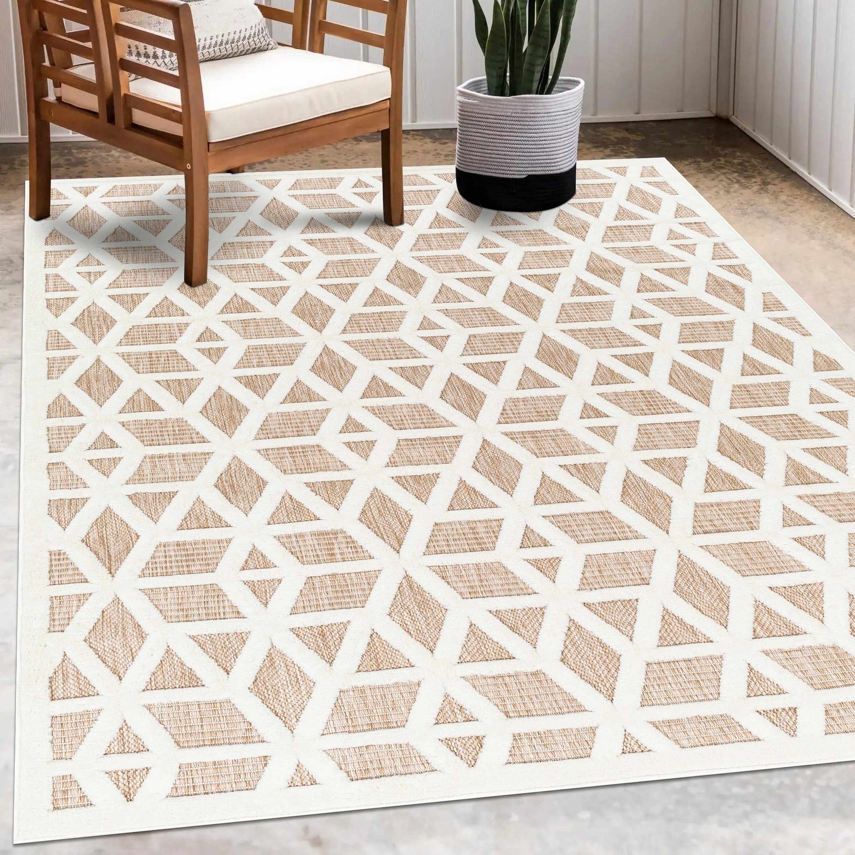 Nuri Tan Outdoor Rug - Clearance - Ornate Home