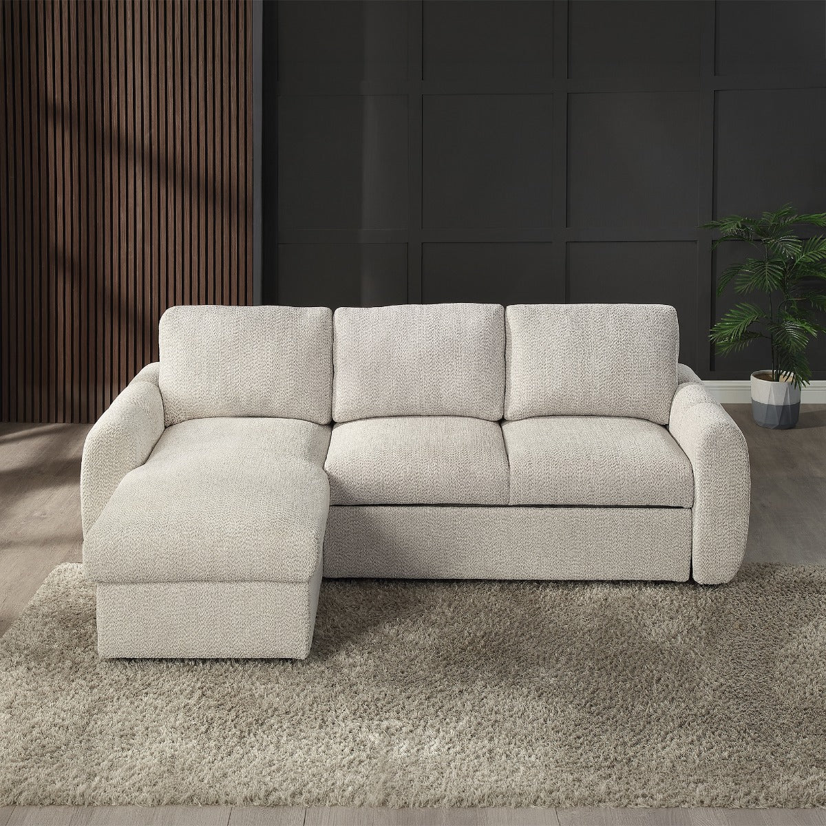 Nuriel Beige Reversible Sectional Sofa W/Sleeper & Storage - Ornate Home