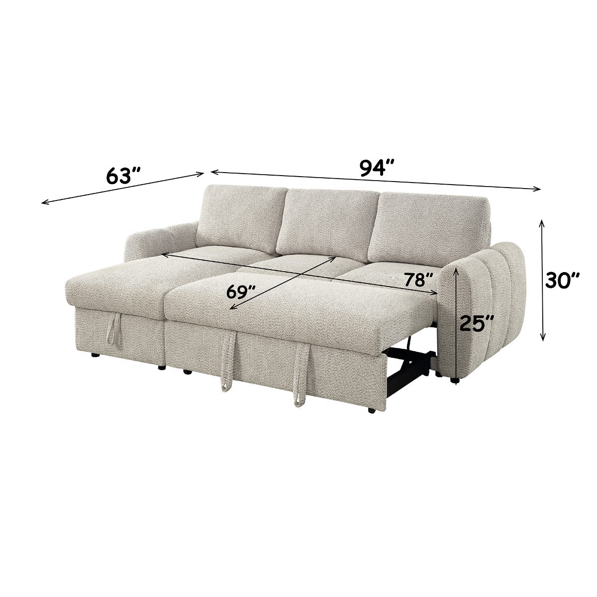 Nuriel Beige Reversible Sectional Sofa W/Sleeper & Storage - Ornate Home