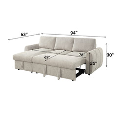 Nuriel Beige Reversible Sectional Sofa W/Sleeper & Storage - Ornate Home