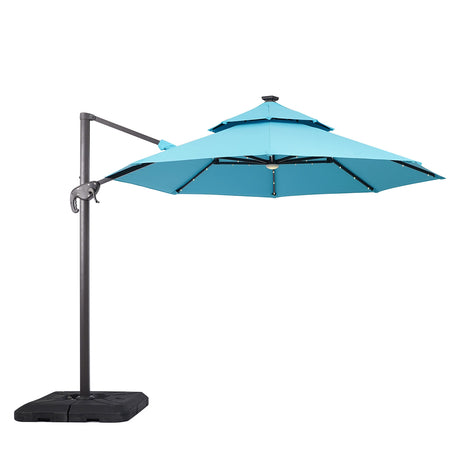 Nuti Teal Round Umbrella w/ Base - Ornate Home