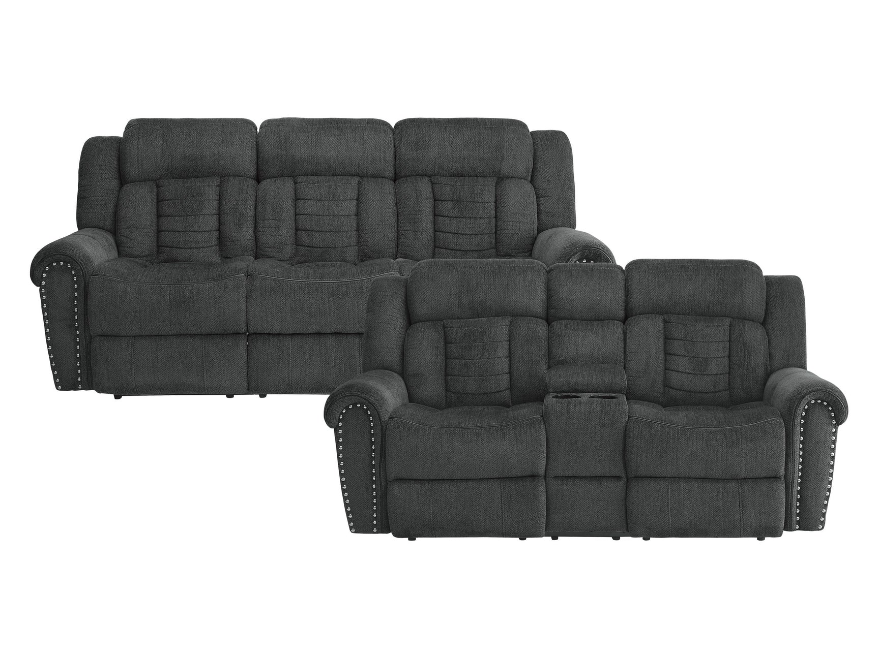 Nutmeg Charcoal Gray Sofa & Loveseat - Ornate Home