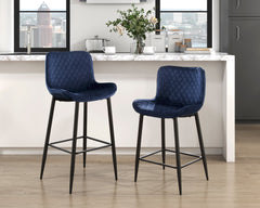 Nya Blue Pub Height Chair (Set of 2) - Ornate Home