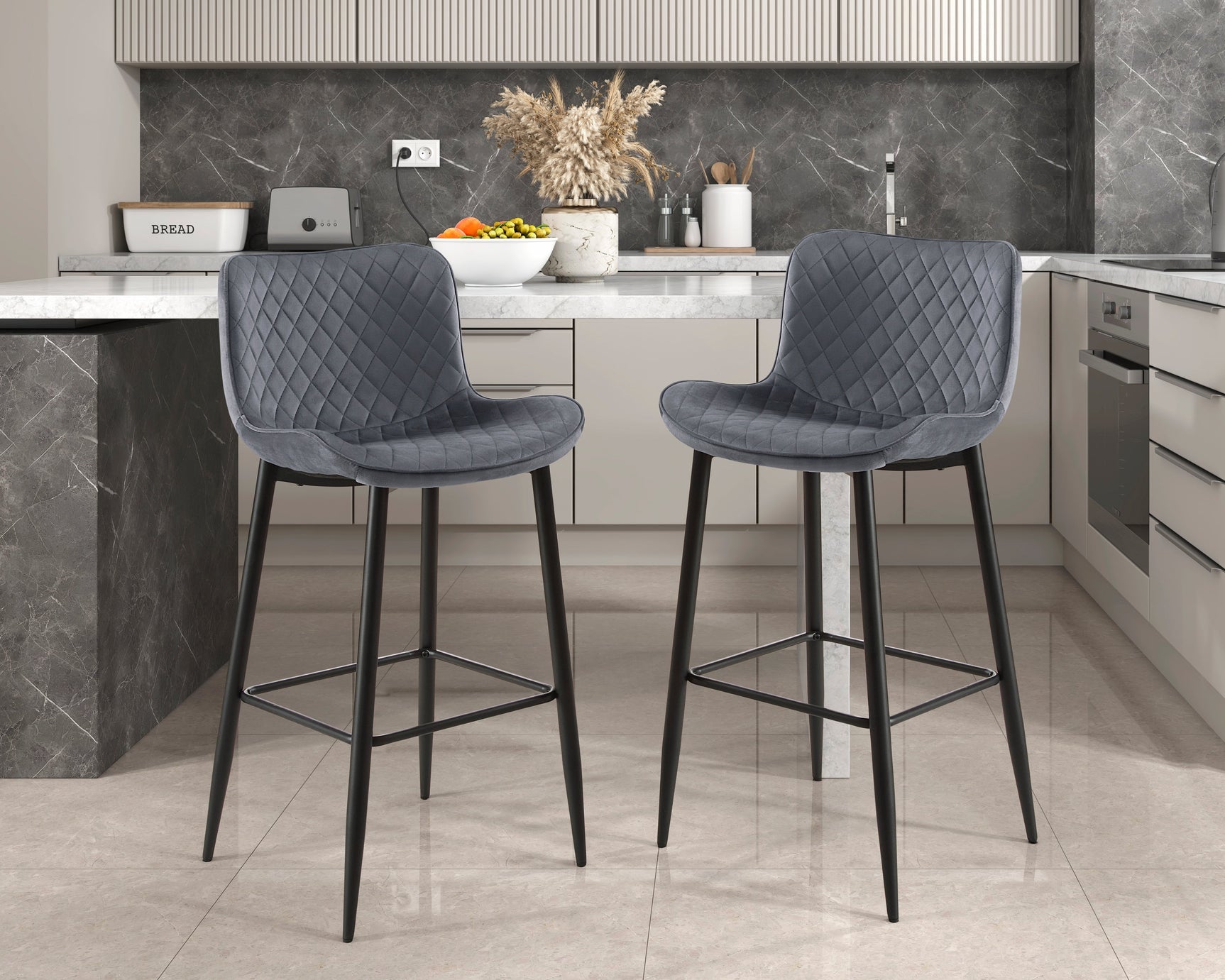 Nya Dark Gray Pub Height Chair (Set of 2) - Ornate Home