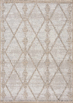 Nyla Bone & Tan Textured Performance Outdoor Rug - Clearance - Ornate Home