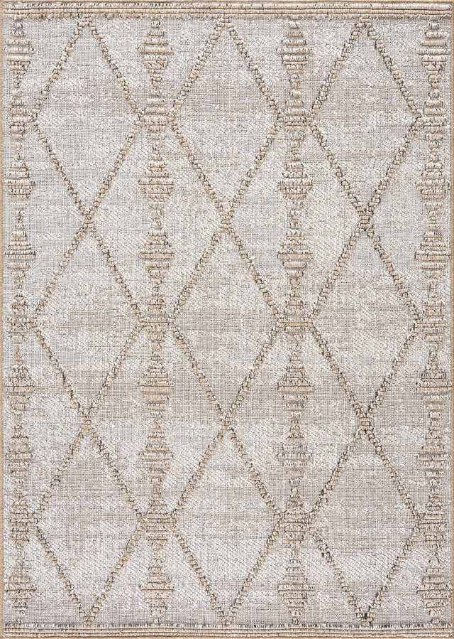 Nyla Bone & Tan Textured Performance Outdoor Rug - Clearance - Ornate Home