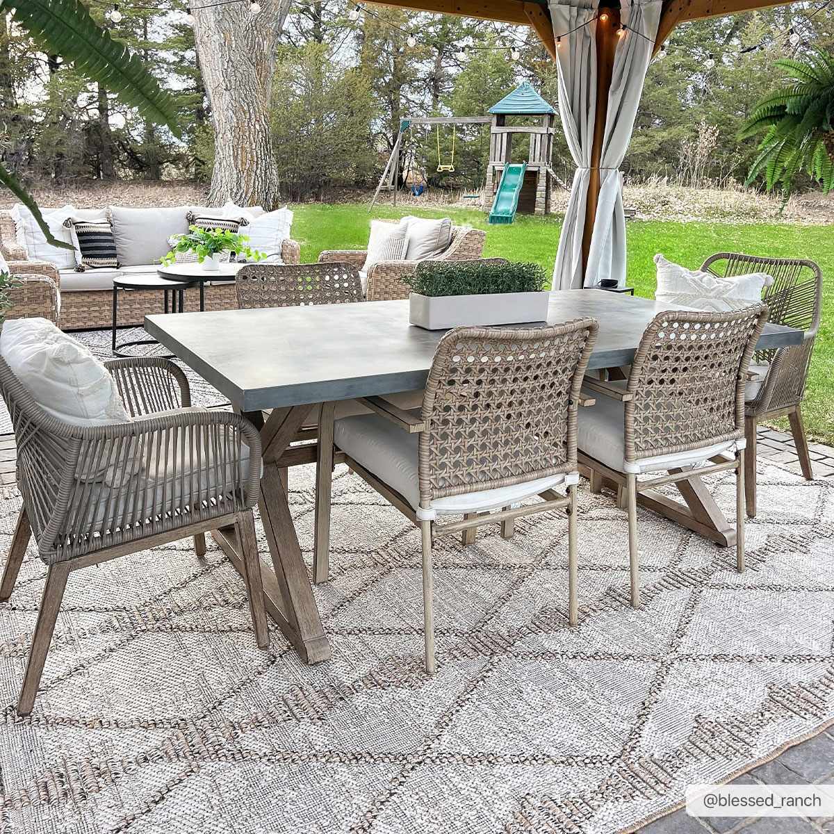 Nyla Bone & Tan Textured Performance Outdoor Rug - Clearance - Ornate Home