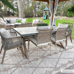 Nyla Bone & Tan Textured Performance Outdoor Rug - Clearance - Ornate Home