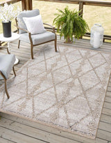 Nyla Bone & Tan Textured Performance Outdoor Rug - Clearance - Ornate Home