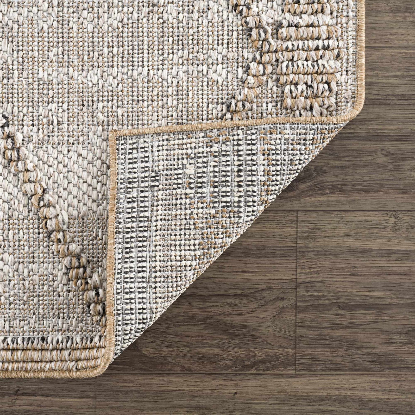 Nyla Bone & Tan Textured Performance Outdoor Rug - Clearance - Ornate Home