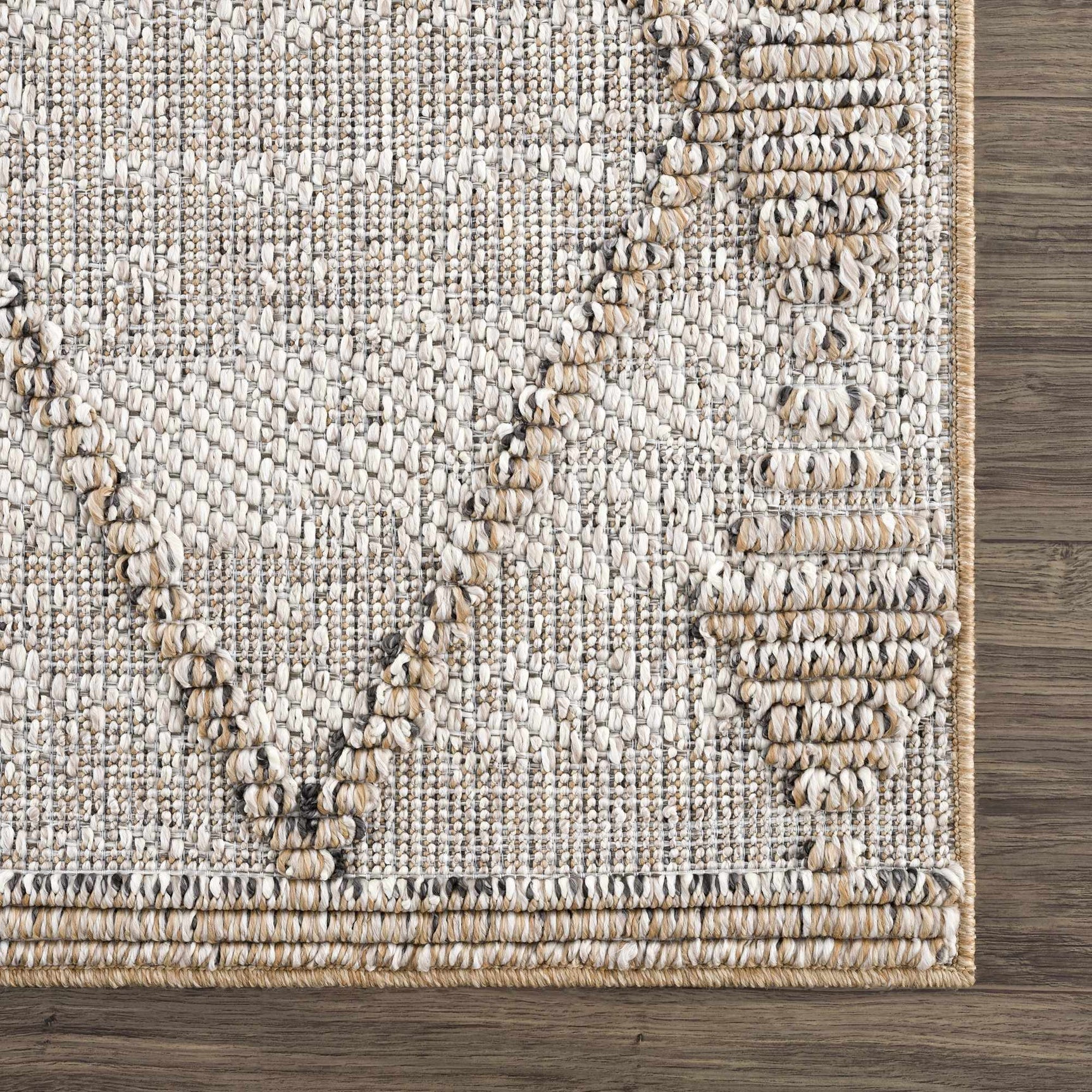 Nyla Bone & Tan Textured Performance Outdoor Rug - Clearance - Ornate Home