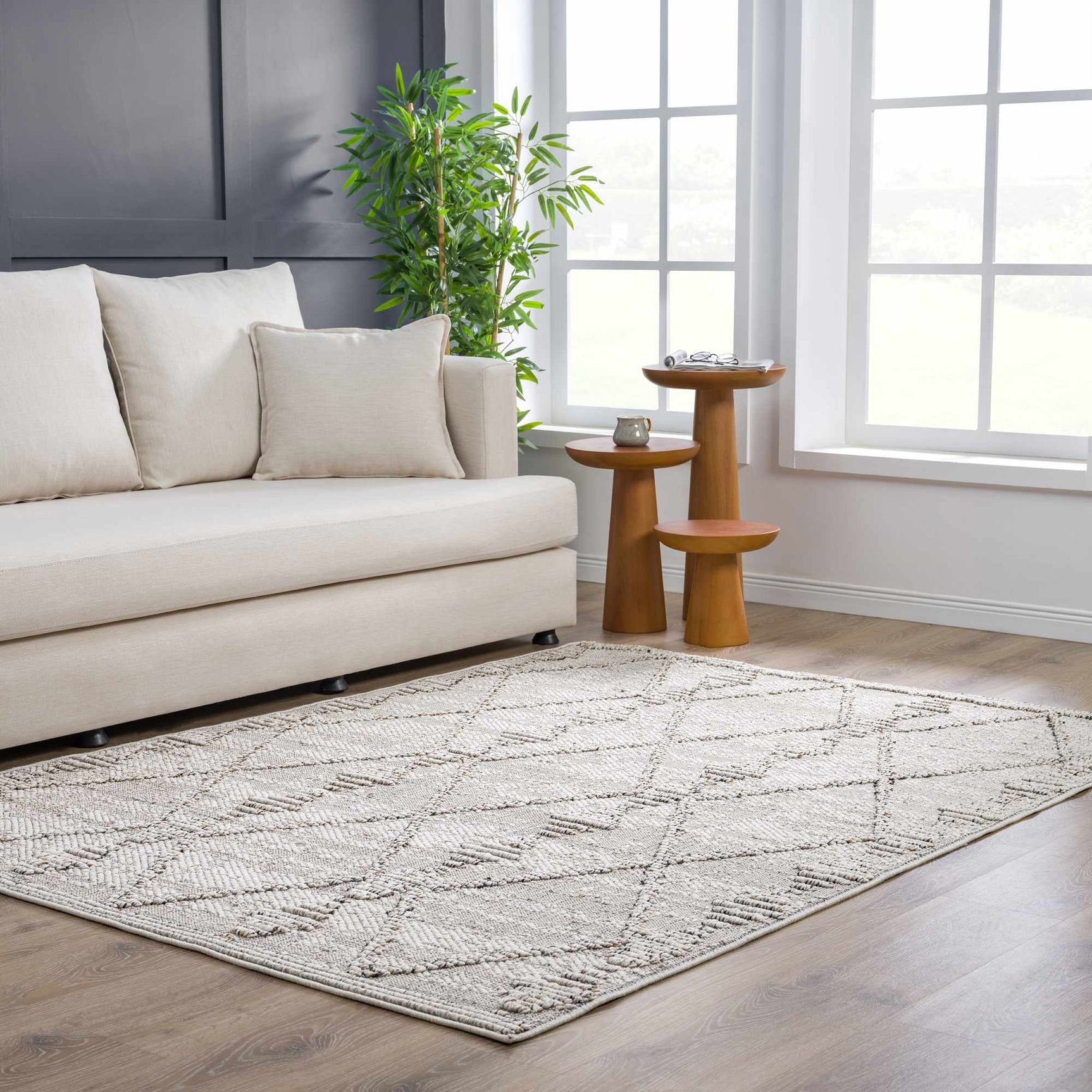 Nyla Bone Textured Performance Rug - Clearance - Ornate Home