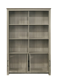 Nyla Gray Oak 47"W Bookcase with Cabinet Doors - Ornate Home