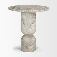 Nylah Pink Solid Marble Round Accent Table - Ornate Home