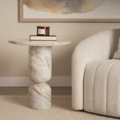 Nylah Pink Solid Marble Round Accent Table - Ornate Home