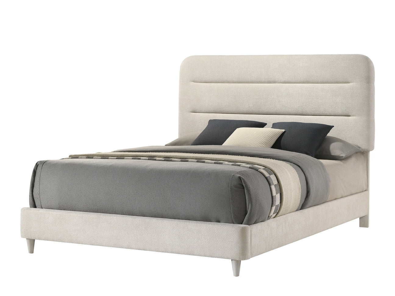 Nyomi White King Upholstered Panel Bed - Ornate Home