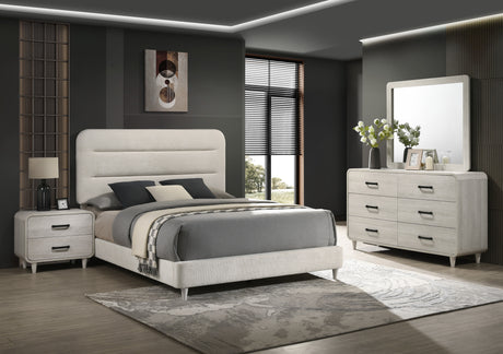 Nyomi White King Upholstered Panel Bed - Ornate Home
