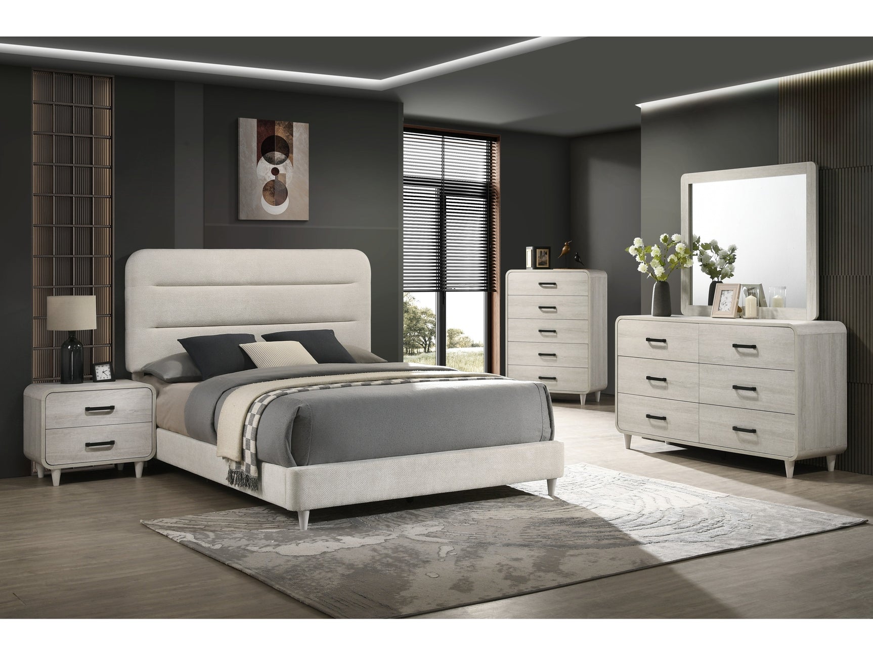 Nyomi White Upholstered Panel Bedroom Set - Ornate Home