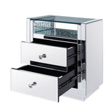 Nysa Clear glass top with faux crystal inlay Accent Table - Ornate Home