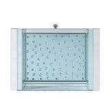 Nysa Clear glass top with faux crystal inlay Accent Table - Ornate Home