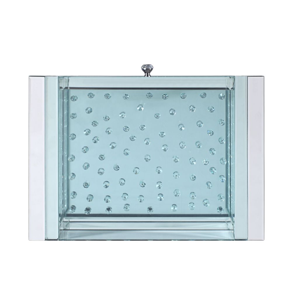 Nysa Clear glass top with faux crystal inlay Accent Table - Ornate Home