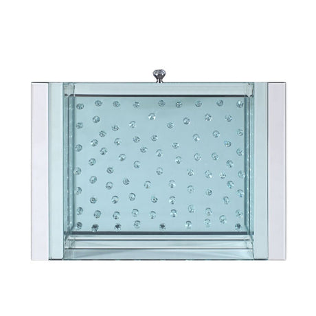 Nysa Clear glass top with faux crystal inlay Accent Table - Ornate Home