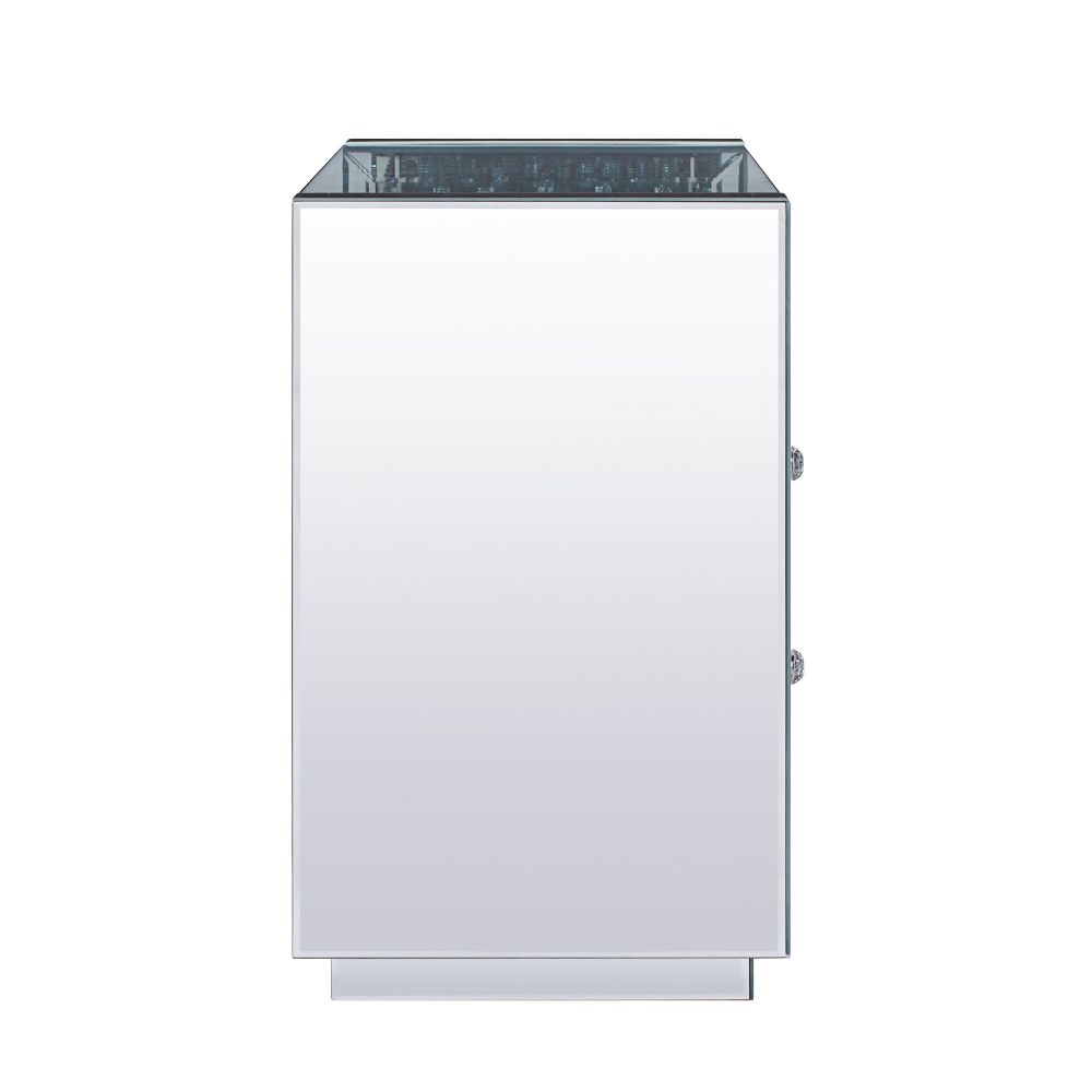 Nysa Clear glass top with faux crystal inlay Accent Table - Ornate Home