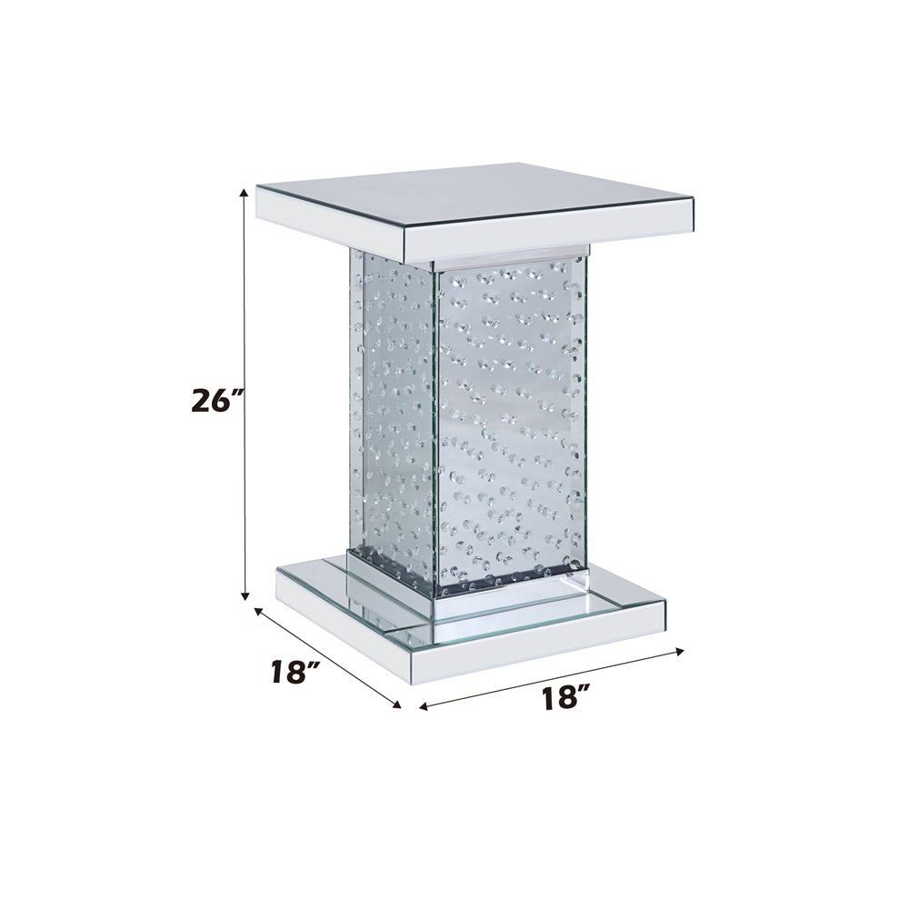 Nysa End Table in Mirrored & Faux Crystals 81412 - Ornate Home