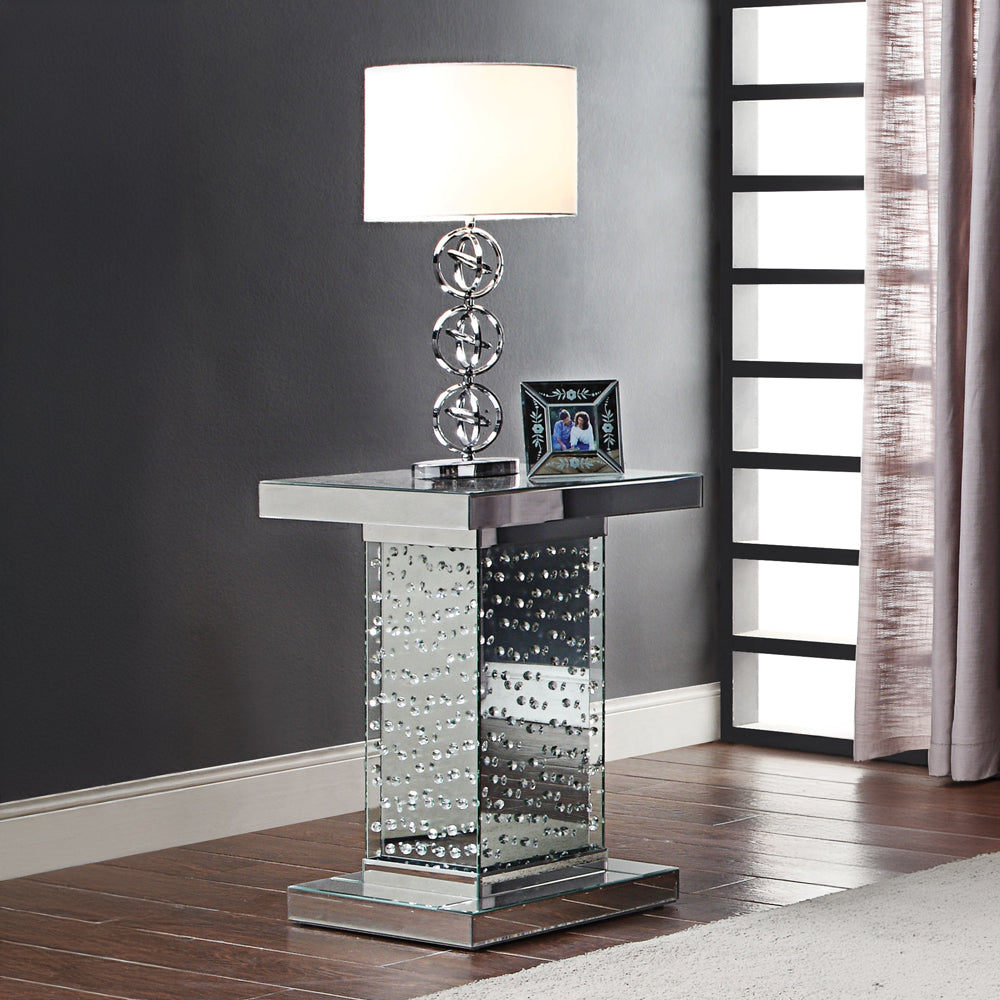 Nysa End Table in Mirrored & Faux Crystals 81412 - Ornate Home