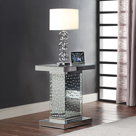 Nysa End Table in Mirrored & Faux Crystals 81412 - Ornate Home