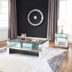 Nysa End Table in Mirrored & Faux Crystals - Ornate Home