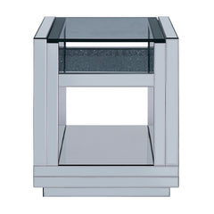 Nysa End Table in Mirrored & Faux Crystals - Ornate Home