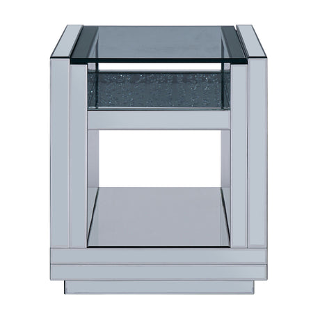 Nysa End Table in Mirrored & Faux Crystals - Ornate Home