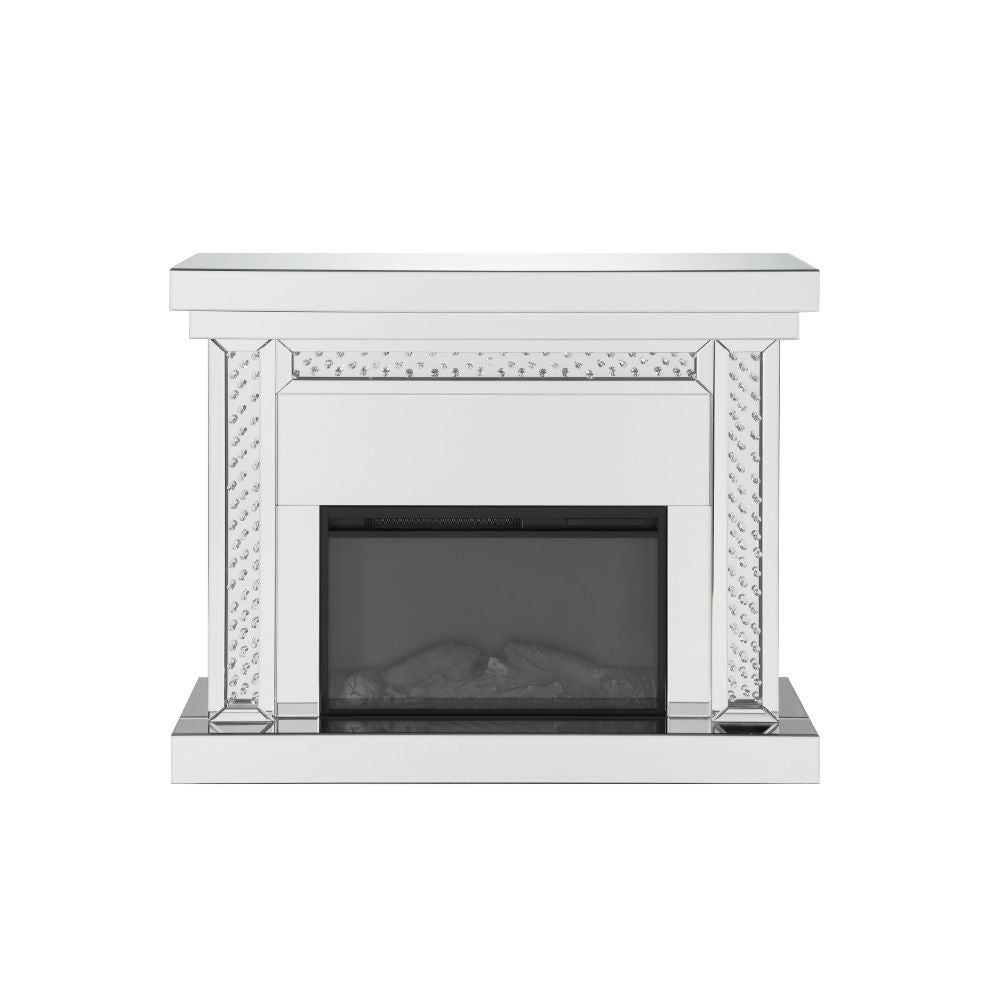 Nysa Fireplace in Mirrored & Faux Crystals - Ornate Home