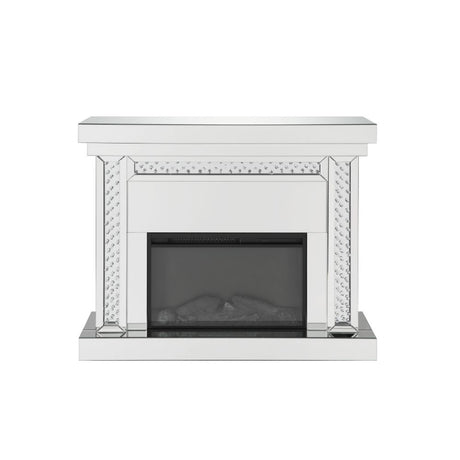 Nysa Fireplace in Mirrored & Faux Crystals - Ornate Home