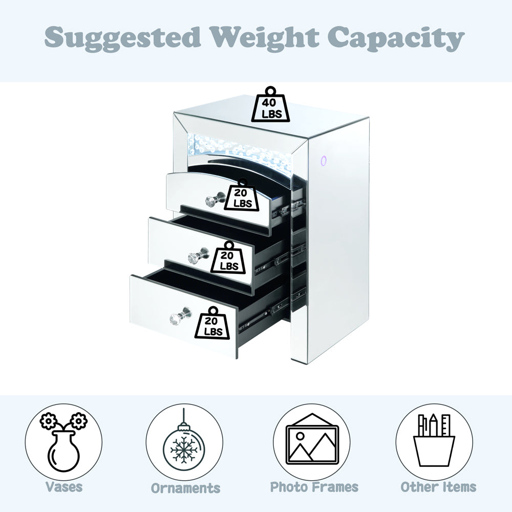 Nysa Mirrored & Faux Crystals Accent Table (LED) - Ornate Home