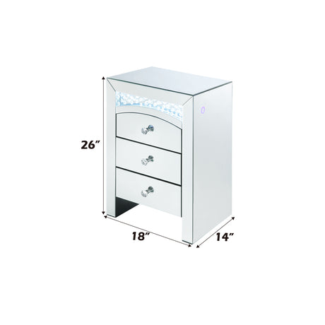 Nysa Mirrored & Faux Crystals Accent Table (LED) - Ornate Home