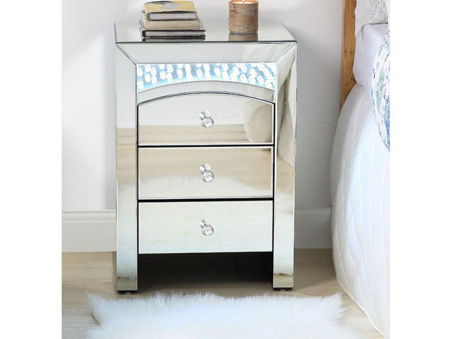 Nysa Mirrored & Faux Crystals Accent Table (LED) - Ornate Home