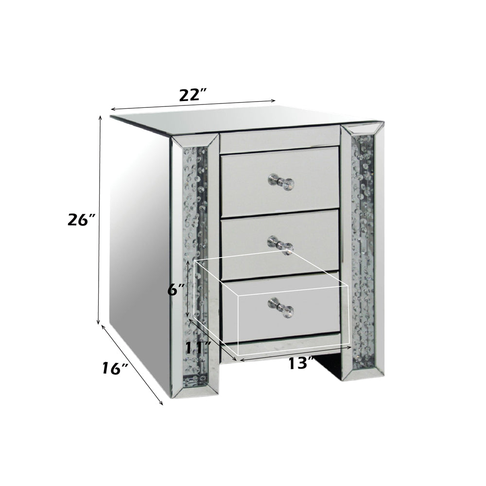 Nysa Mirrored & Faux Crystals Accent Table - Ornate Home