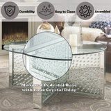 Nysa Mirrored & Faux Crystals Coffee Table - Ornate Home