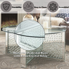 Nysa Mirrored & Faux Crystals Coffee Table - Ornate Home