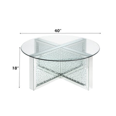 Nysa Mirrored & Faux Crystals Coffee Table - Ornate Home