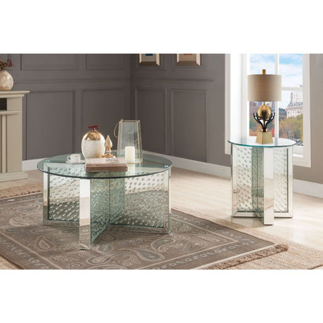 Nysa Mirrored & Faux Crystals Coffee Table - Ornate Home