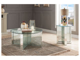 Nysa Mirrored & Faux Crystals Coffee Table - Ornate Home