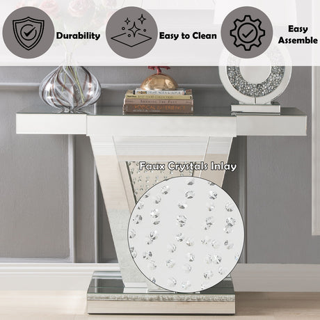 Nysa Mirrored & Faux Crystals Console Table - Ornate Home
