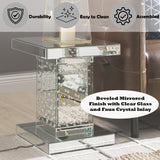 Nysa Mirrored & Faux Crystals End Table - Ornate Home
