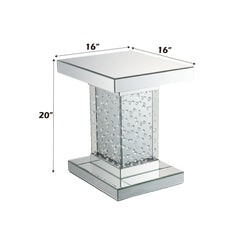 Nysa Mirrored & Faux Crystals End Table - Ornate Home
