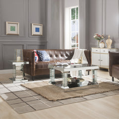 Nysa Mirrored & Faux Crystals End Table - Ornate Home