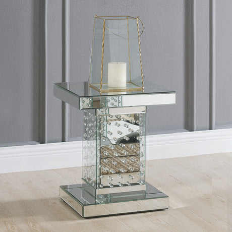 Nysa Mirrored & Faux Crystals End Table - Ornate Home