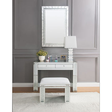 Nysa Mirrored & Faux Crystals Vanity Desk - Ornate Home